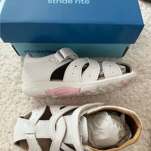 Stride Rite White and Pink Kids Sandals